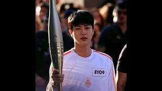 Jin being ALL ADORABLE at Olympics Paris 2024 as torch bearer 😭❤️ jin bts [upl. by Ern332]