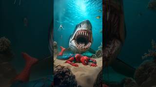 SpiderMan and Supergirl vs Megalodon fight battle deadpool spiderman supergirl animals [upl. by Joeann432]