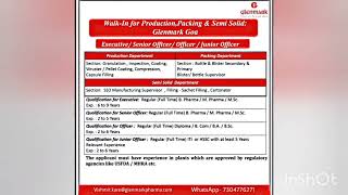 Glenmark Pharmaceuticals Walkin interviews Pharmajobalert [upl. by Ruthann59]