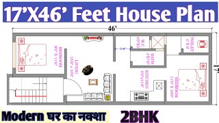 17X46 House Plan 2bhk  घरका नक्शा 782 sqft [upl. by Stormi]