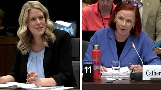 CBC President Catherine Tait questioned if shell receive a bonus following layoffs  WATCH [upl. by Hayila]