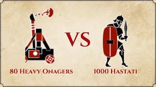 ROME II Total War  80 Heavy Onager VS 1000 Hastati [upl. by Drummond982]