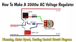 Single Triac 2000w AC Voltage Regulator circuit  Dimming Motor Speed Heating Control [upl. by Colan126]