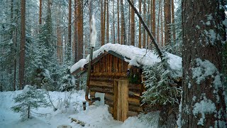 Arriving At The Cabin In A Cold Night OFF GRID LOG CABIN [upl. by Lusty]