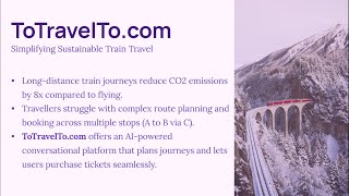 To Travel To dot Com  Simplifying Sustainable Train Travel [upl. by Nisse]