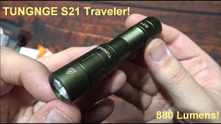 TUNGNGE S21 Traveler EDC Flashlight Kit Review LUMILEDS LED 880 Lumens runs on AA14500 cells [upl. by Pelson]