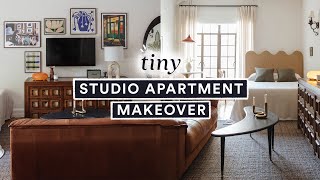 290 SQ FT STUDIO APARTMENT MAKEOVER ✨ ALL Facebook Marketplace  DIY Wavy Headboard [upl. by Jinny]