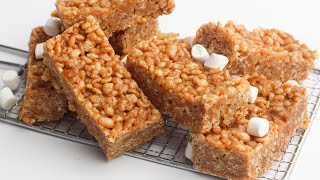 Homemade Peanut Butter Rice Crispy Treats Recipe [upl. by Jobyna]