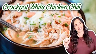 How to Make the BEST White Chicken Chili in Your CrockPot [upl. by Korwin]