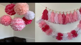 How to make tissue paper Pom Pom decorationseasy methodbirthdayweddingvalentine’s dayroom decor [upl. by Attenad550]