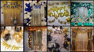 New year eve Backdrop decor ideas Easy and classy new year backdrop ideas for home New year decors [upl. by Narbig]