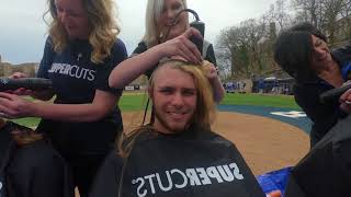 WATCH  Xavier Baseball Shaves Heads to Support Vs Cancer Foundation [upl. by Colvin]