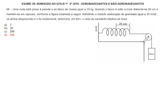 EEAR  CFS B 1ª 2ª 2015  AERONAVEGANTES E NÃO AERONAVEGANTES  QUESTÃO 84  FORÇA ELÁSTICA [upl. by Reerg824]