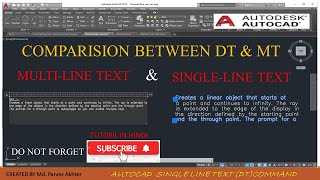 Difference Between Singleline text amp Multiline text AutoCAD 2019 Hind tutorial [upl. by Aivatan]