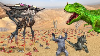 GIANT CRABS vs TYRANNOSAURUS REX GODZILLA KONG  Dinosaur amp Jurassic dominion Animation [upl. by Atinuhs881]