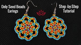 Only Seed Beads Earrings  Tutorial [upl. by Onaimad699]