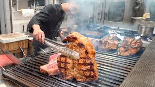 EXTREME Street food in Italy  HUGE FLORENTINE STEAK  Italian street food tour in Florence Italy [upl. by Aiotal844]