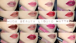 Huda Beauty Liquid Matte Lipstick  FULL COLLECTION Swatch amp Review [upl. by Weston]