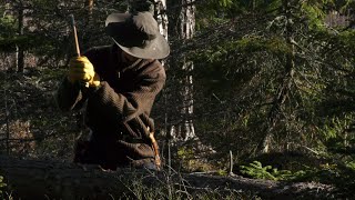 CUTTING A BIG TREE  Using just a small hatchet [upl. by Channing]