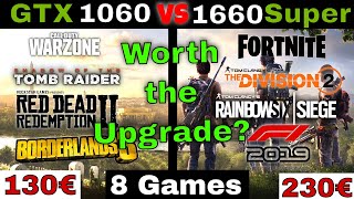 GTX 1060 6GB OC vs GTX 1660 Super 👍Benchmark in 8 Games 🎮1080p FPS Comparison [upl. by Otanod697]