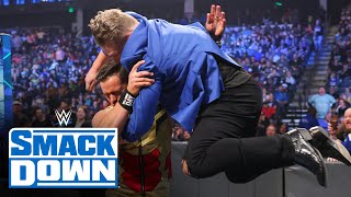 Pat McAfee brawls with Austin Theory during SmackDown broadcast SmackDown March 11 2022 [upl. by Haakon66]