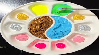 🥉Bronze Vs 💙light blueHow to make turquoise colour mixing painting asmrcolorfulmixing [upl. by Enillebyam]