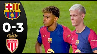 Barcelona vs Monaco 03  Dominant Victory amp All Goals  Highlights 2024 [upl. by Stacy834]