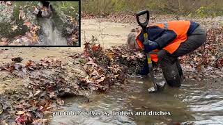 UNCLOGGING CULVERTS WITH RUSHING WATER 122023 [upl. by Myrt]