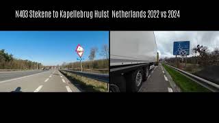 N403 Stekene to Hulst Kapellebrug border crossing before after 2024 [upl. by Assenev]