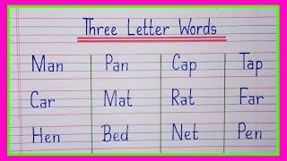 Three Letter Words in English3 Letter Words in EnglishThree Letter Words Phonics [upl. by Rengaw]