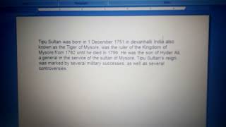 History of Tipu sultan  Tiger of Mysore  31 class of IT by Uzair Jatoi [upl. by Alyakam532]