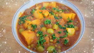 TAJINE KEFTA PETIT POIS POMME DE TERRE et BOULETTE DE VIANDE HACHÉE recette rapide pour lhiver [upl. by Alien491]