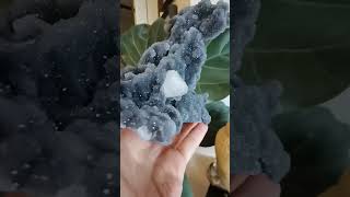 Clear UVreactive calcite on blueblack druzy quartzcrystal calcite love like art [upl. by Airan]