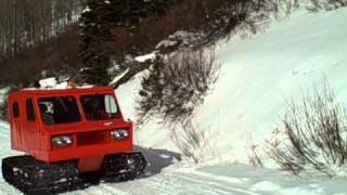 Thiokol Imp Snowcat Passing Cross Country Skier in Alta Utah [upl. by Nonek]