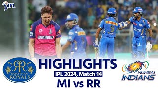 MI vs RR IPL 2024 Mumbai Indians vs Rajasthan Royals Today Full Match Highlights  Match Highlights [upl. by Gausman593]