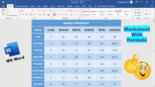 How To Make Marksheet In MS Word In Hindi  How To Create Marksheet In MS Word Hindi [upl. by Ebert]