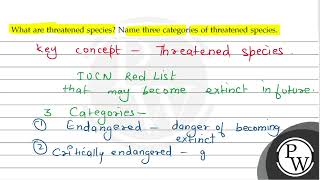 What are threatened species Name three categories of threatened species [upl. by Silbahc468]