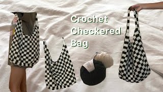 Trendy crochet checkered bag tutorial  how to [upl. by Amarette208]