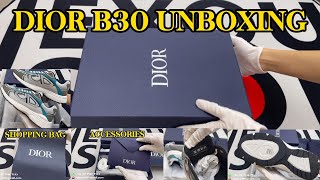 Unboxing amp Review Dior B30 Sneaker in White Beige Blue Olive–A Luxury Footwear Experience [upl. by Lorak745]