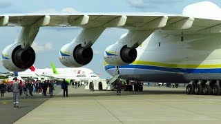 ANTONOV AN225  CLOSE UP PUSHBACK of WORLDS LARGEST AIRCRAFT at ILA 2018 Air Show [upl. by Alia]