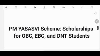 PM YASASVI Scheme Scholarships for OBC EBC and DNT Students SPR SIR [upl. by Cherri]