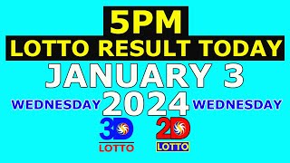 5pm Lotto Result Today January 3 2024 Wednesday [upl. by Leicam]