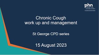 Chronic cough update  15 August 2023 [upl. by Olegnaid899]