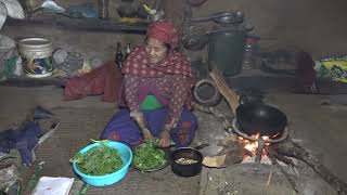 Nepali village lifestyle  Cooking technology of green vegetables [upl. by Gaelan]