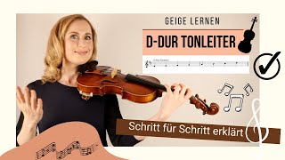 DDur Tonleiter für Anfänger Geige D Major Scale for Beginner Violin [upl. by Abran429]