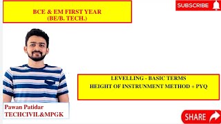 7 LEVELLING  HEIGHT OF INSTRUMENT METHOD PYQFIRST YEAR BTECHBCEampEM BY PAWAN PATIDAR SIR [upl. by Nomahs308]