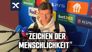 Thomas Müller über die stillen BayernFans aufgrund eines Notfalls  FC Bayern 10 Benfica [upl. by Animrelliug]