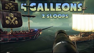 4 GALLEONS 2 SLOOPS • Sea of Thieves epic battle  PC Gameplay [upl. by Sebastien]