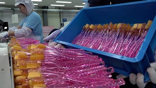 Mass Production Process of Making Korean Toothbrush with High Speed [upl. by Anihcak]