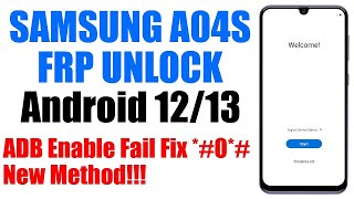 Samsung A04s frp bypass  samsung frp bypass android 13  0 fix unable adb [upl. by Hesler]